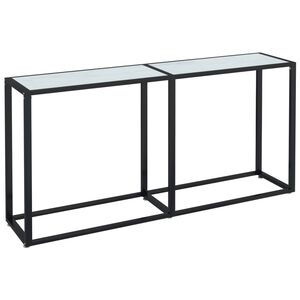 vidaXL konsolbord 160x35x75,5 cm h&aelig;rdet glas hvid marmor