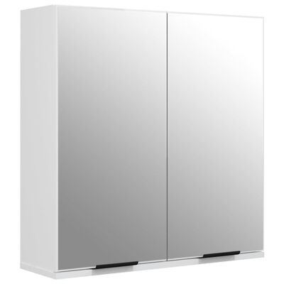 vidaXL badeværelsesskab med spejl 64x20x67 cm hvid højglans