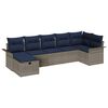 vidaXL Havesofa S&aelig;t med pude 7 pcs Gr&aring; og Marinebl&aring; polyrattan