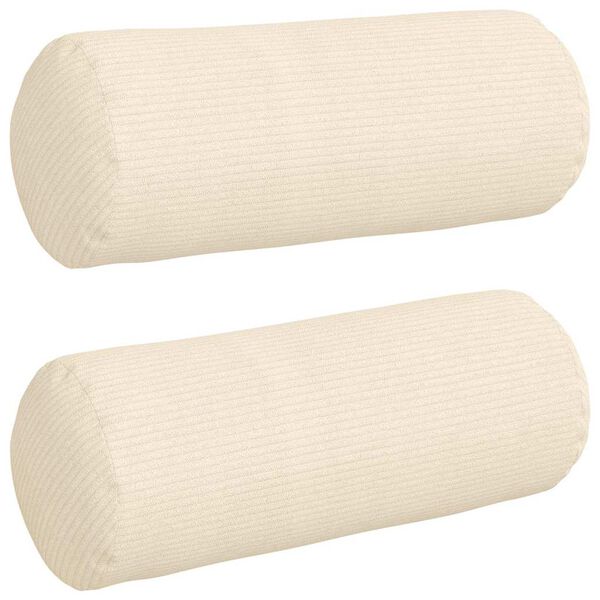 vidaXL Bolsterpuder 2 pcs Creme Ø 15 x 40 cm Velourstof