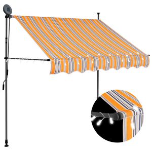 vidaXL markise m. LED-lys manuel betjening 100 cm gul og bl&aring;