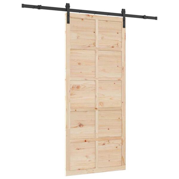 vidaXL Skyded&oslash;r Brun 90 x 208 cm Massiv fyrretr&aelig;