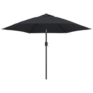 vidaXL udend&oslash;rs parasol med LED-lys og st&aring;lstang 300 cm sort