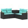 vidaXL Sofa S&aelig;t 5 stk. Sort og Bl&aring; Poly Rattan og St&aring;l