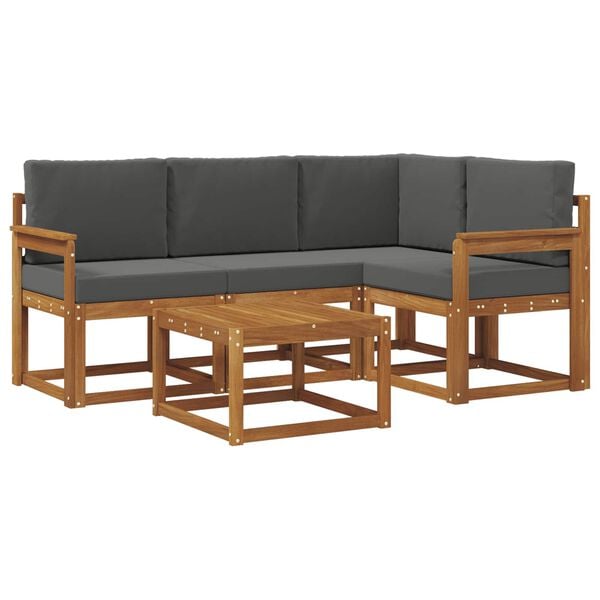 vidaXL Udend&oslash;rs sofagruppe med pude 5 pcs Naturlig og Antracit