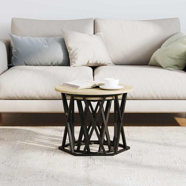 vidaXL Sidebord 2 pcs Sonoma-eg 50 x 50 x 40 cm Ingeni&oslash;rtr&aelig; og st&aring;l