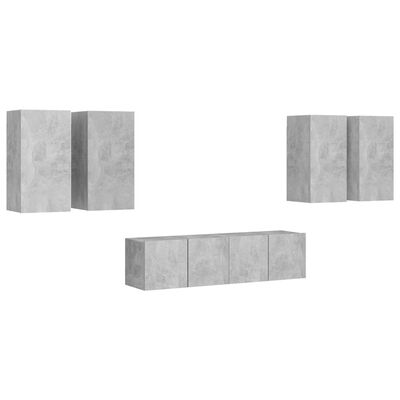 vidaXL tv-skabe 6 dele spånplade betongrå