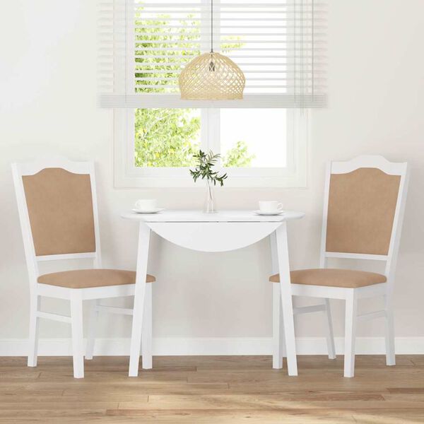 vidaXL spisebordsstole med hynder 2 stk. massivt gummitr&aelig; hvid