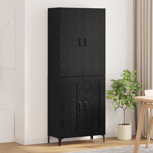 vidaXL Highboard Sort eg 69,5 x 34 x 180 cm Konstrueret tr&aelig;