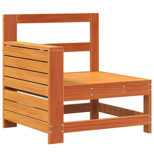 vidaXL sofamodul med armlæn og sidebord massivt fyrretræ gyldenbrun