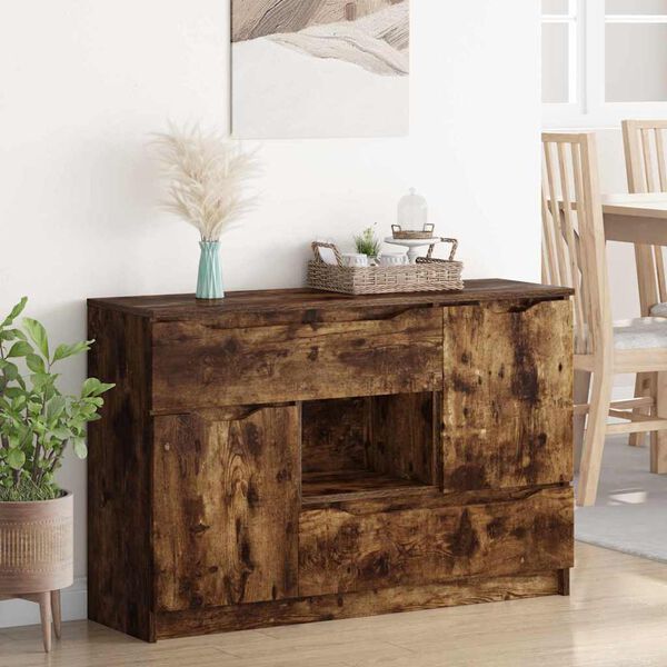 vidaXL Sideboard med skuffe Røget eg 100 x 30 x 65,6 Konstrueret træ