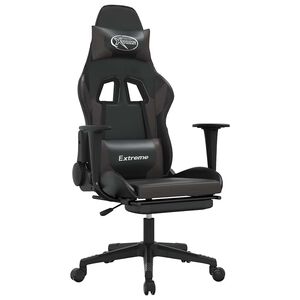 vidaXL gamingstol m. massagefunktion og fodst&oslash;tte kunstl&aelig;der sort gr&aring;