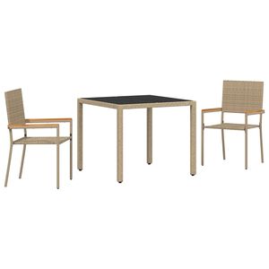 vidaXL Have Spisebordss&aelig;t 3 pcs Beige polyrattan