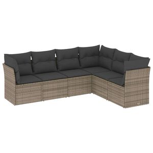 vidaXL sofas&aelig;t til haven 6 dele med hynder polyrattan gr&aring;