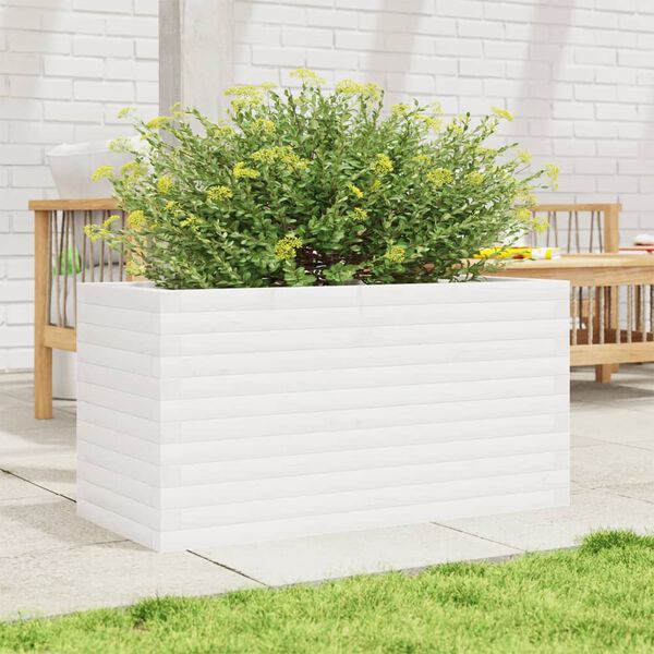 vidaXL plantekasse 90x40x46 cm massivt fyrretr&aelig; hvid