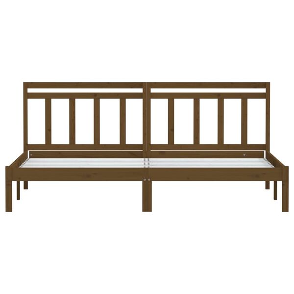 vidaXL sengeramme 200x200 cm massivt fyrretr&aelig; gyldenbrun