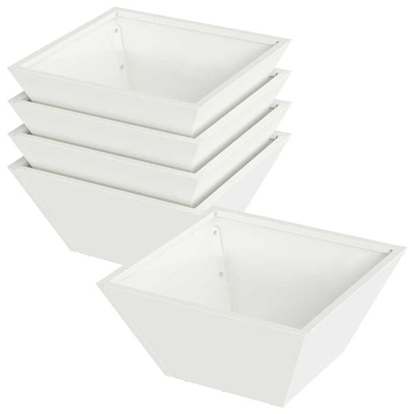 vidaXL Have Blomsterkrukke 5 pcs Hvid 35 x 35 x 15 cm Koldvalset st&aring;l