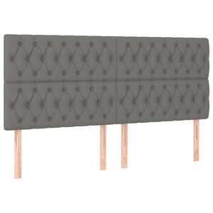 vidaXL sengegavl m&oslash;rkegr&aring; 180x7x118/128 cm stof