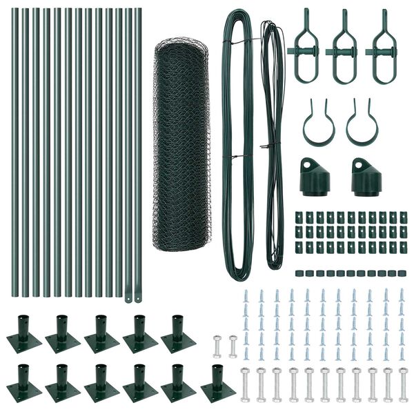vidaXL Hegn med stolper Grøn 0.4 x 25 m PVC-belagte stål