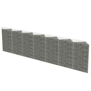 vidaXL gabionv&aelig;g galvaniseret st&aring;l 450 x 30 x 100 cm