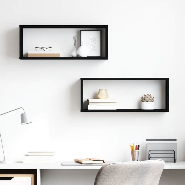 vidaXL v&aelig;ghylder 2 stk. 60x15x23 cm kubeformet konstrueret tr&aelig; sort