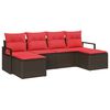 vidaXL Sofa S&aelig;t 6 stk. Brun og R&oslash;d polyrattan