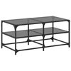 vidaXL sofabord med sort glastop 98,5x50x45 cm st&aring;l