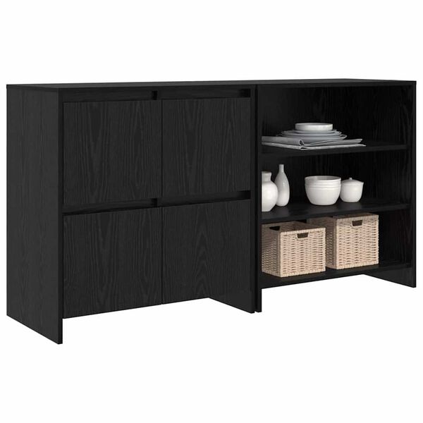 vidaXL Sideboard 2 pcs Sort eg 70 x 41 x 75 cm Konstrueret træ