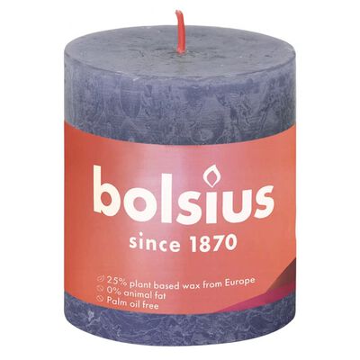 Bolsius rustikke søjlestearinlys Shine 4 stk. 80x68 mm midnatsblå