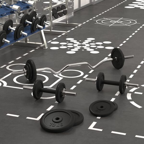 vidaXL v&aelig;gtstang og h&aring;ndv&aelig;gt med skiver 60 kg st&oslash;bejern