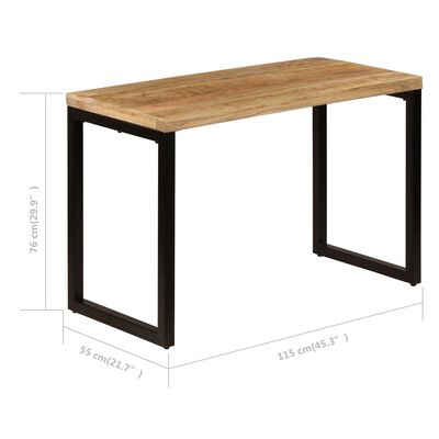 vidaXL spisebord 115 x 55 x 76 cm massivt mangotræ og stål