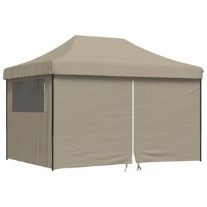 vidaXL foldbart pop up-festtelt med 4 sidev&aelig;gge gr&aring;brun