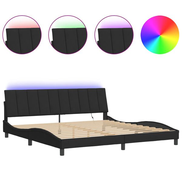 vidaXL sengeramme med LED uden madras Hanko 200x200 cm velour sort