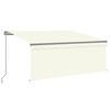 vidaXL markise m. gardin + LED 3x2,5 m manuel betjening cremefarvet