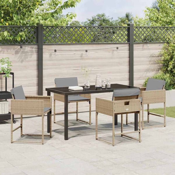 vidaXL Have Spisebordss&aelig;t 5 pcs Beige polyrattan