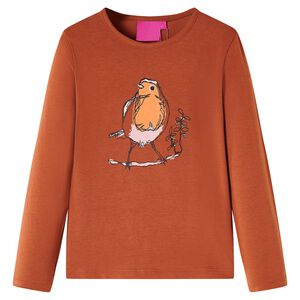 vidaXL Lang&aelig;rmet T-shirt til b&oslash;rn str. 104 cognacfarvet