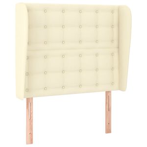 vidaXL sengegavl med kanter 93x23x118/128 cm kunstl&aelig;der cremefarvet