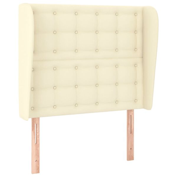 vidaXL sengegavl med kanter 93x23x118/128 cm kunstl&aelig;der cremefarvet