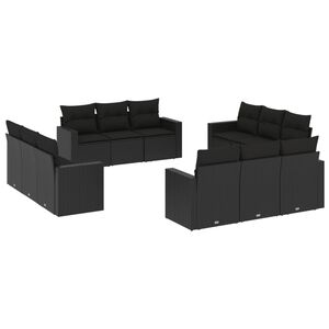 vidaXL sofas&aelig;t til haven 12 dele med hynder polyrattan sort