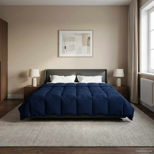 vidaXL Vinter dyne Quilting M&oslash;rk bl&aring; 200 x 200 cm Mikrofiber