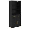 vidaXL Highboard Sort eg 69,5 x 34 x 180 cm Konstrueret tr&aelig;