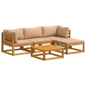 vidaXL Sofa S&aelig;t 5 stk. Naturfarvet Massivt Akacietr&aelig;