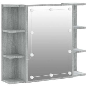 vidaXL spejlskab med LED-lys 70x16,5x60 cm gr&aring; sonoma-eg