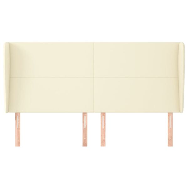 vidaXL sengegavl med kanter 163x23x118/128 cm kunstl&aelig;der cremefarvet