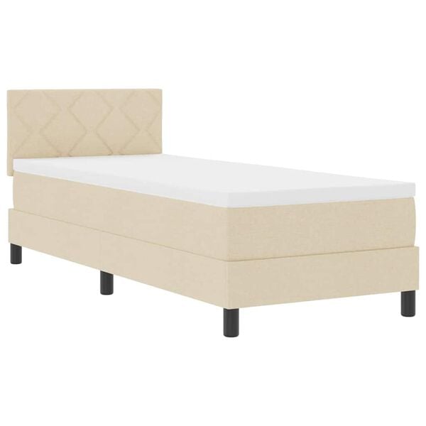 vidaXL Box spring seng med madras Creme 80 x 200 cm Stof