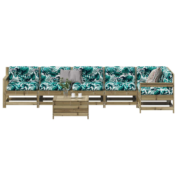 vidaXL lounges&aelig;t til haven 7 dele med hynder impr&aelig;gneret fyrretr&aelig;