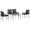 vidaXL Havem&oslash;bel S&aelig;t med pude 4 pcs Sort og Cream polyrattan