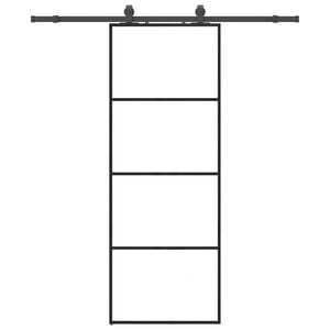 vidaXL skyded&oslash;r med hardwares&aelig;t 76x205 cm ESG glas sort