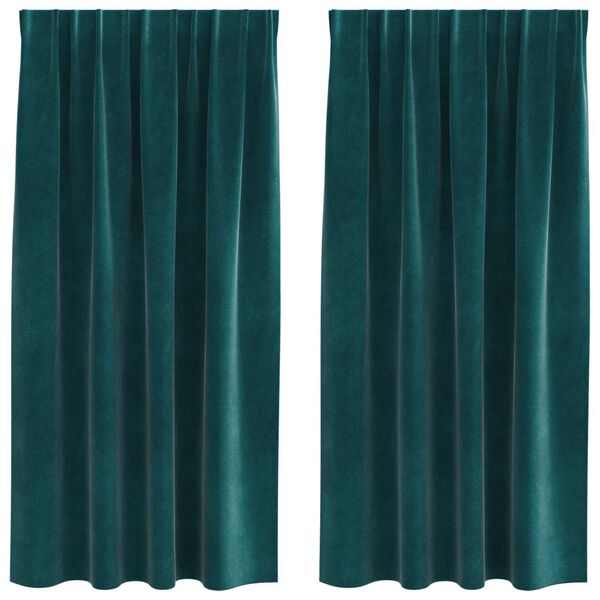 vidaXL M&oslash;rkl&aelig;gningsgardiner 2 pcs M&oslash;rkegr&oslash;n 140 x 175 cm Fl&oslash;jl