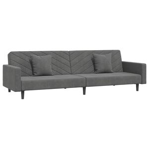 vidaXL 2-personers sovesofa med 2 puder fl&oslash;jl m&oslash;rkegr&aring;